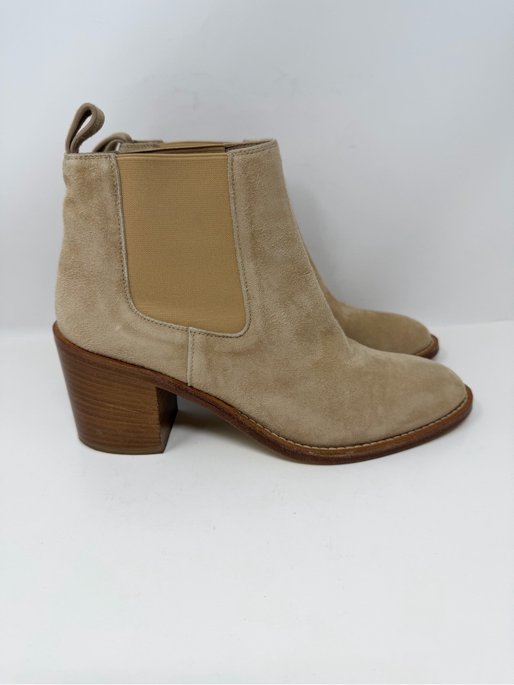 Jenni Kayne Franklin Suede Chelsea Ankle Boots Sand Size 37, US 7